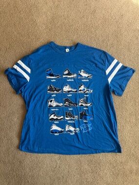 Retro Kicks Blue Graphic Sneaker Timeline Tee Jordans